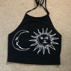 Sun and moon halter crop top